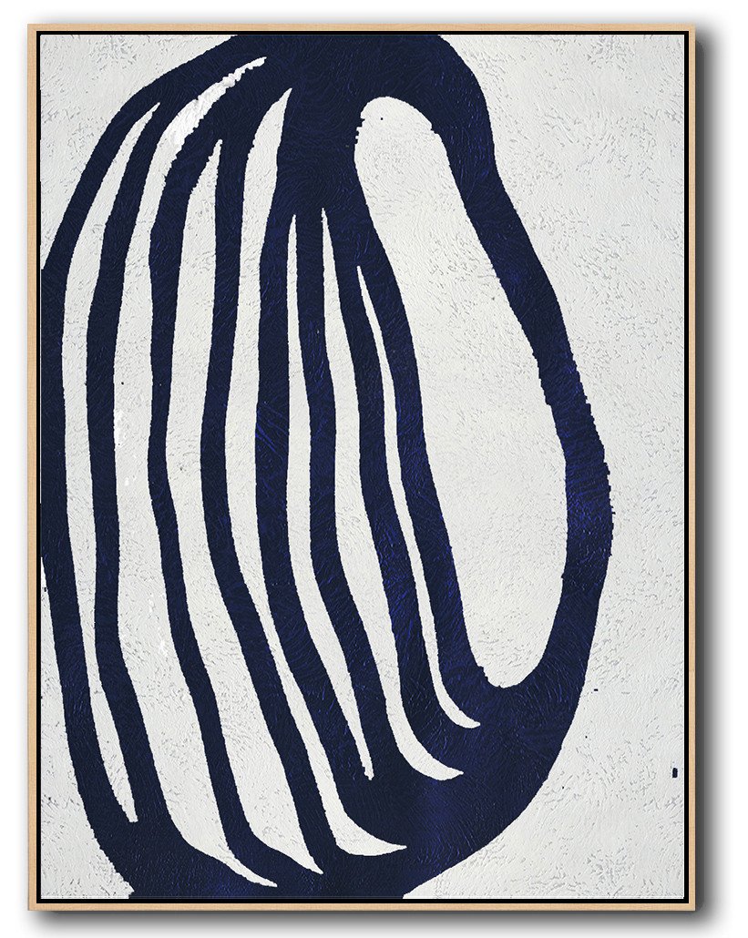 Buy Hand Painted Navy Blue Abstract Painting Online - Prints From Canvas Painting Huge
